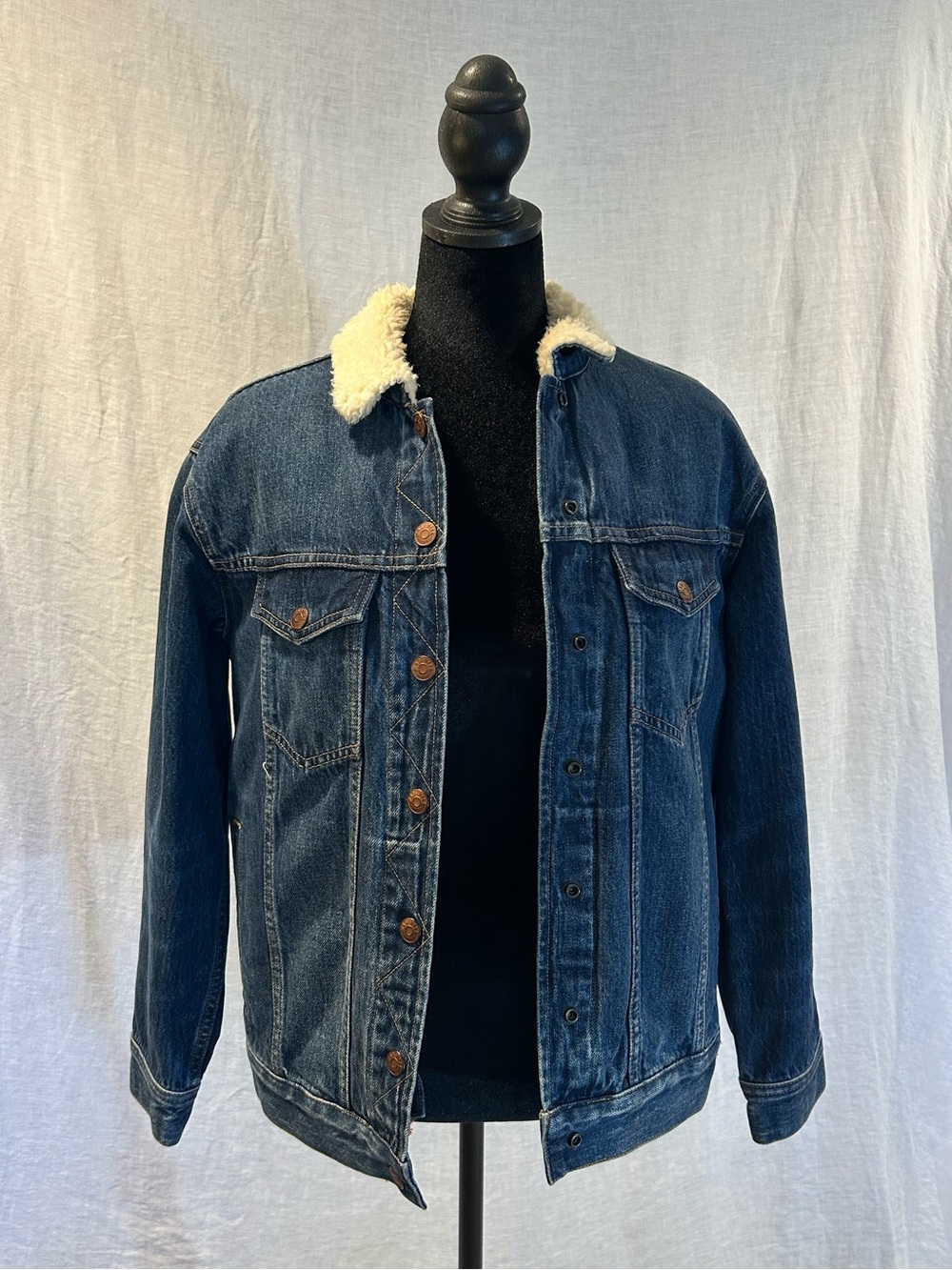 Madewell KULE collaboration denim Sherpa jacket with removable vest